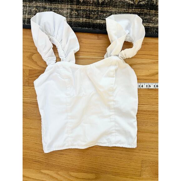 Abercrombie and fitch bubble strap white poplin top size XS corset cropped - Picture 9 of 10